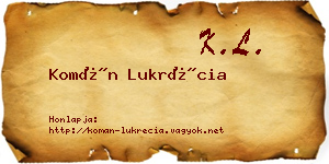 Komán Lukrécia névjegykártya